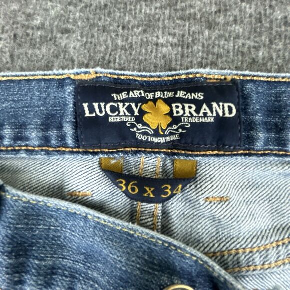 Lucky Brand 329 Classic Straight Jeans Mens 36X34 Blue Stretch Denim Light Wash - Picture 6 of 9